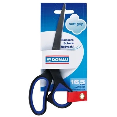 DONAU Офис ножица, 16, 5 см, DONAU "Soft Grip", черно-синя 7922301PL-10 (7922301PL-10)