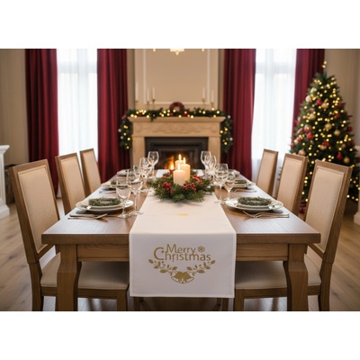 BBK Vánoční ubrus běhoun HOLLY Christmas bílá 35x180 cm – Zboží Dáma BBK Vánoční ubrus běhoun HOLLY Christmas bílá 35x180 cm – Zboží Dáma