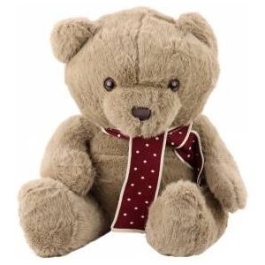 LEAN Toys Plush Mascot Cuddly Toy Big Teddy Bear With Scarf Light Brown 45cm