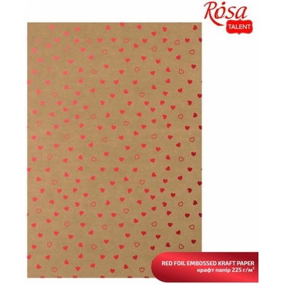 Rosa Papiere na scrapbooking s metalickými prvkami A4 - červené srdiečka