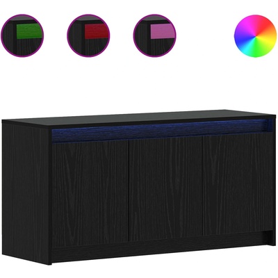 vidaXL ТВ шкаф 100 x 34 x 50 см Черен дъб Инженерна дървесина (8010959)