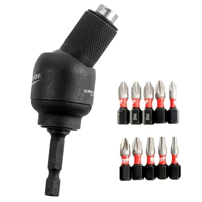 Milwaukee Комплект битове Milwaukee с чупещ се ъглов адаптор 11 бр. , 1/4", (041 MLA 961)