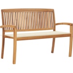 vidaXL Стифираща градинска пейка с възглавница, 128, 5 см, тик масив (3063281)