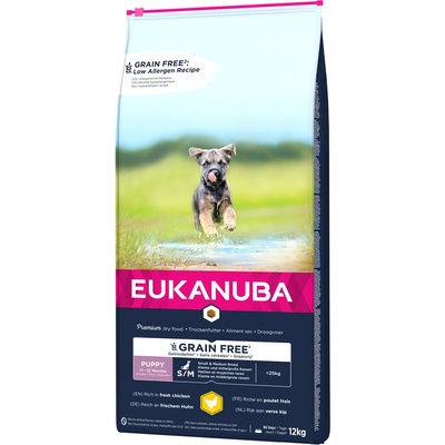 Eukanuba Grain Free Small & Medium Puppy šteňatá malých a stredných plemien 12 kg