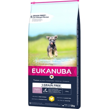 Eukanuba Grain Free Small & Medium Puppy šteňatá malých a stredných plemien 12 kg