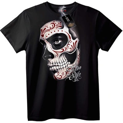 NOONEBRAND Тениска Черепи в Татуировков Стил - 2XL, White