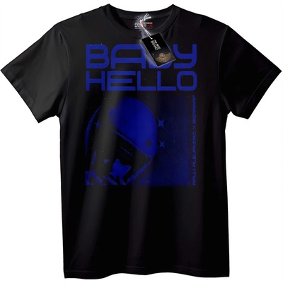 NOONEBRAND Тениска Бебе Здравей Космос - 7XL, Black