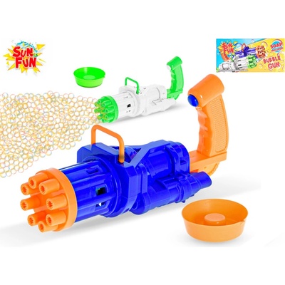 Bublifuk pištole 19cm na batérie s náplňou 50ml 2farby v krabičke