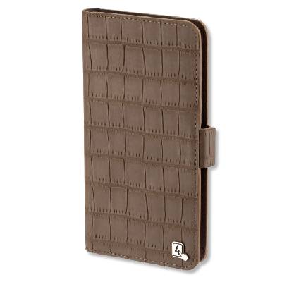 Универсален кожен калъф с магнитно захващане за смартфони до 5.2 инча - 4smarts Ultimag Book Norwalk Croco Case (кафяв) (4S467189)