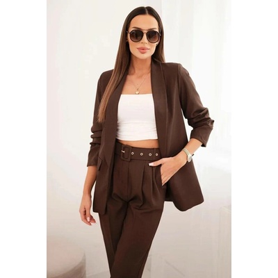 Fashionweek italská souprava elegantního saka s kalhotami K80172B hnědá