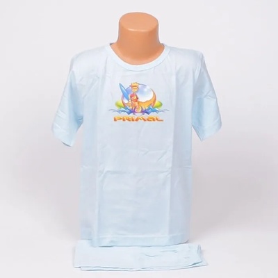 Детска памучна пижама в светлосин цвят с апликация