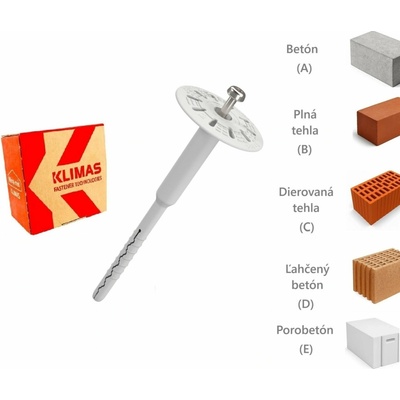 KLIMAS Wkret-met ThermoDrive-V2 Tanierová hmoždinka s kovovou skrutkou Ø8 mm 395 mm - 100 ks