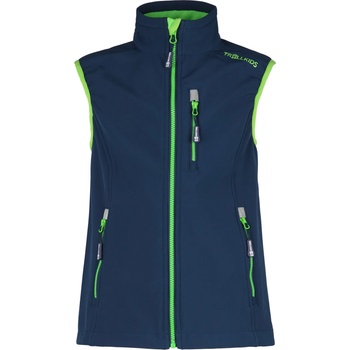 TROLLKIDS Детски софтшел елек Trollkids Kid's Trollfjord Vest Softshell vest - Navy / Light Green - размер 128 (EU) (703-2694-0216)