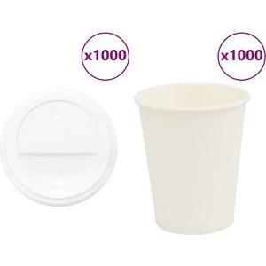 vidaXL хартиени чаши за кафе с капачки 1000 бр. 8oz 200ml (3325216)