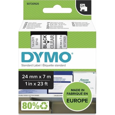 DYMO páska D1 24mm x 7m, černá na průhledné, 53710, S0720920