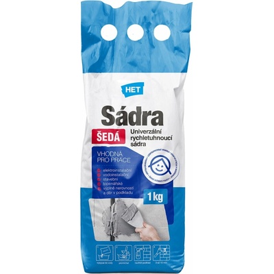 HET Sadra ŠEDÁ univerzálna stavebná sadra na stenu 30 kg Šedá