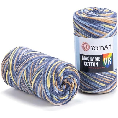 Yarn Art Macrame Cotton VR 915 modrá, žlutá, hnědá