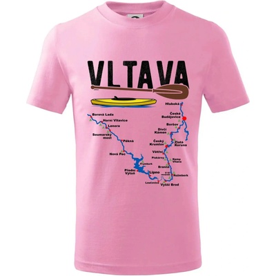 Mapa řeky Vltavy tričko dětské bavlněné růžová