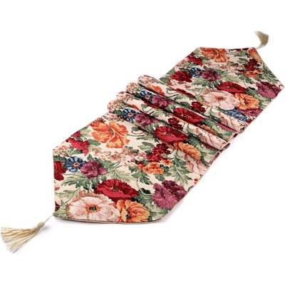 Behúň / obrus gobelín kvety 33x175 cm - 1 ks 2 multikolor