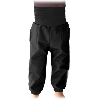Jožánek dětské softshellové kalhoty s náplety a regulací pasu černé