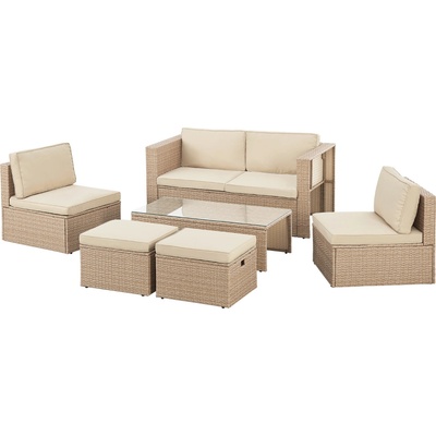 Juskys Ratanová sestava Salou krémová – Zboží Dáma