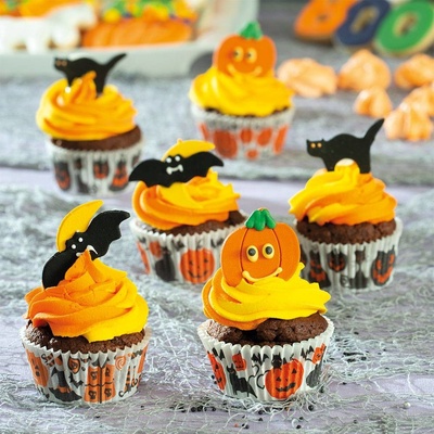 Decora Košíčky na muffiny Halloween: dýně a netopýri 36 ks 5x3 cm
