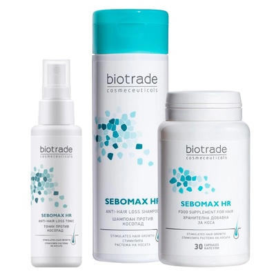 Biotrade Sebomax HR Комплект - Шампоан и Тоник, 200 + 75 ml + Хранителна добавка, 30 капсули