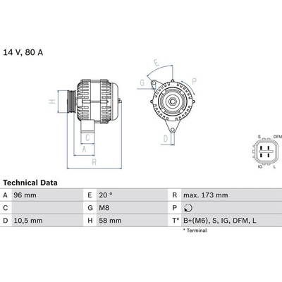 BOSCH 0 986 082 040 generátor (0986082040)