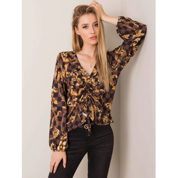 Blouse with print hnedá