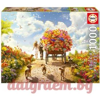 Educa Пъзел educa 19921 - 1000 части - Количка с цветя (edu19921)