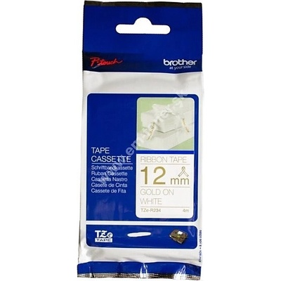 páska BROTHER TZeR234 zlaté písmo, biela stužková páska Tape (12mm)