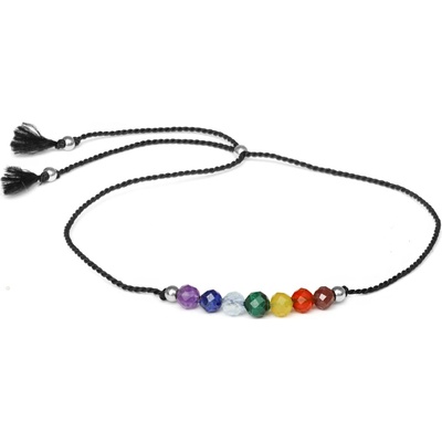 AGATO Šňůrkový náramek s ametystem, opálem, granátem, lapisem lazuli, akvamarínem, malachitem a karneolem HE50R3S-BK