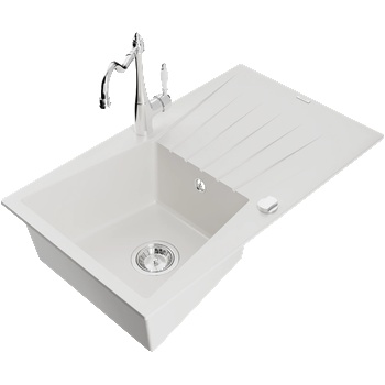 Mexen Cesar гранитна мивка с 1 отделение с капак и кухненски смесител Carla, (6514-20-670700-00)