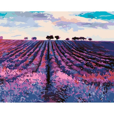 ZUTY Malování podle čísel LEVANDULOVÉ POLE A STROMY V DÁLI 40 x 50 cm
