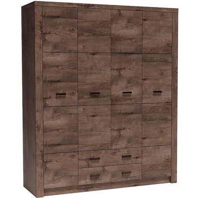 Jarstol Четирикрилен гардероб с чемеджета indianapolis i-18 тъмна пепел