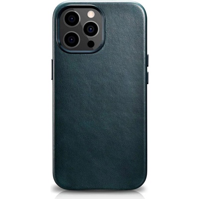 ICARER Leather Oil Wax MagSafe Case - кожен (естествена кожа) кейс с MagSafe за iPhone 13 Pro (син)