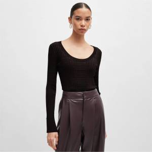 HUGO BOSS Блуза Boss Firama Scoop-Neck Sweater - Brown