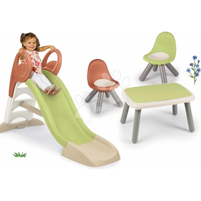 Smoby Set šmykľavka s vodnou hrou a posedením KS Slide Life dĺžka šmyku 150 cm a stolík s dvoma stoličkami KidChair
