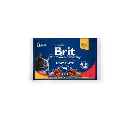 Brit Premium Cat Delicate Fillets in Gravy Turkey and Chicken, Beef and Peas 4 x 100 g