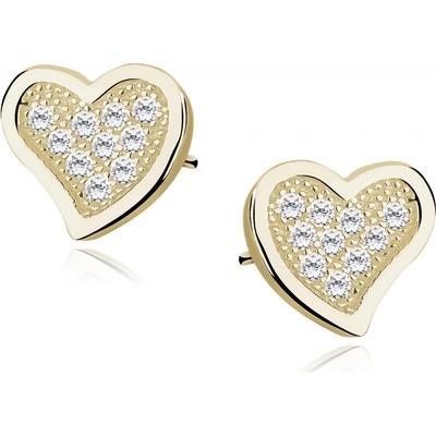 Lunica stříbrné náušnice zlaTÉ SRDCE 0110