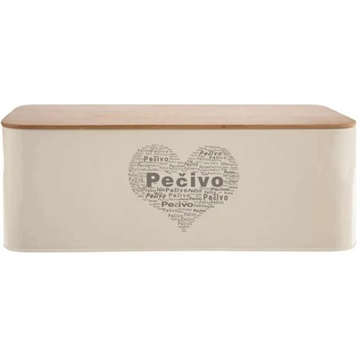 Chlebovka plech/dřevo 42x22,5x16 cm Pečivo SRDCE