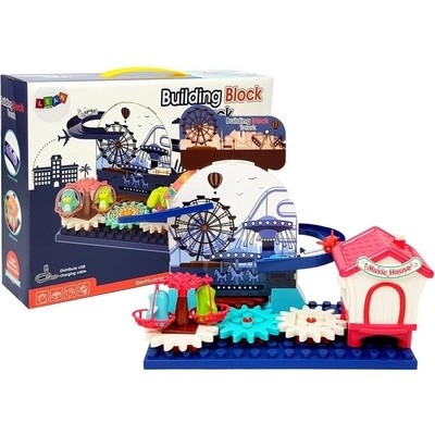 LEAN TOYS Súprava kociek s auto šmýkačkou na baterky