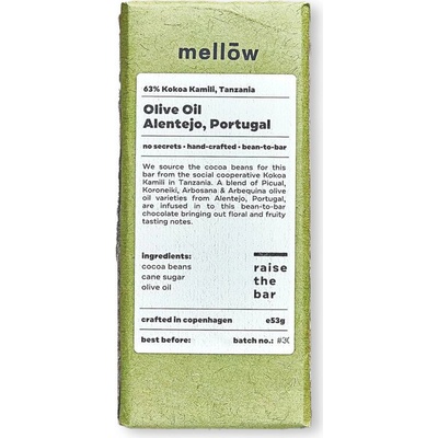 Mellow Chocolate 63% hořká čokoláda Olive Oil Alentejo Portugal BIO 53 g