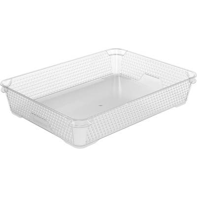 Plastový košík MINI Keeeper stohovatelný 36x26,5x7 cm transparentní