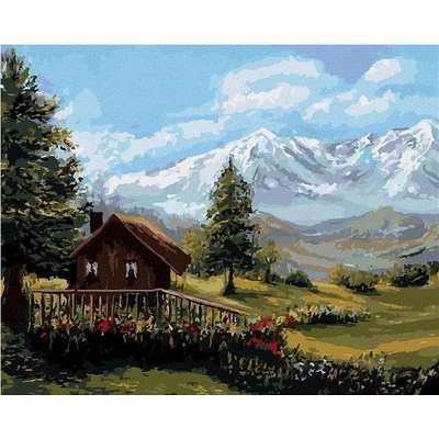zuty Malování Podle Čísel Chata V Horské Krajině 80 x 100 Cm Plátno Rám