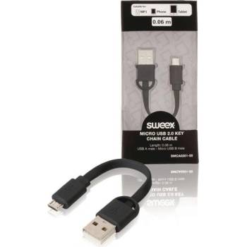 Sweex SMCA0201-00 USB 2.0 A zástrčka - Micro B zástrčka, 0,06m, černý