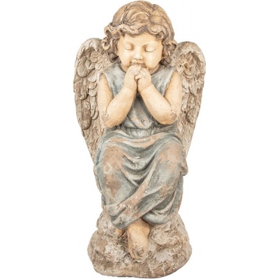 Clayre & Eef Béžová keramická dekorativní figurka anděl – 32x23x56 cm
