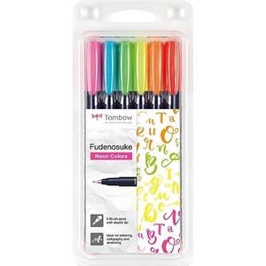 Tombow Маркер Tombow Fudenosuke твърд неон асорт. (6) (WS-BH-6P)