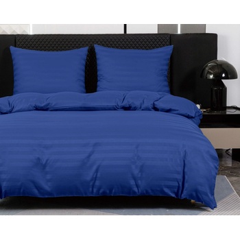 Textilomanie Hotelové obliečky z mikrovlákna JASMINE tmavo modré - prúžok 2 cm 70x90 140x200