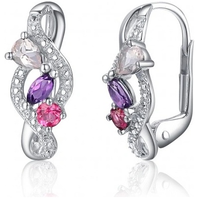 Gems, Diamantové náušnice Astrid, bílé zlato s ametysty, růženíny a rubelity, Patent dámský, 585-38-3-4749.1B00.0.00.HSISC.608.08